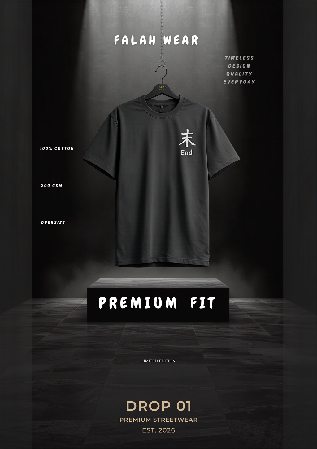 The End Oversized Drop Shoulder T-Shirt – Black