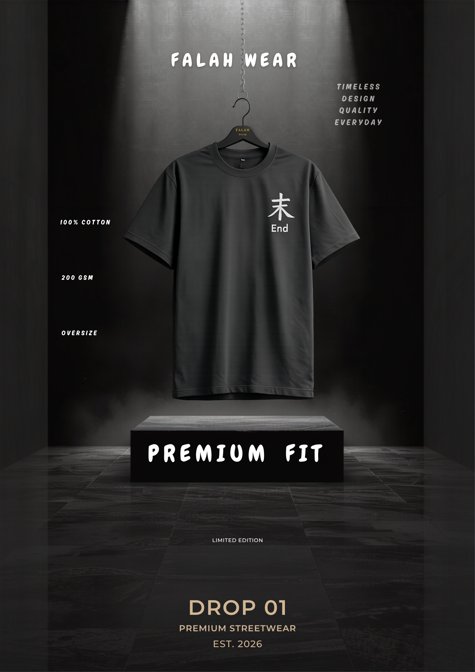 The End Oversized Drop Shoulder T-Shirt – Black
