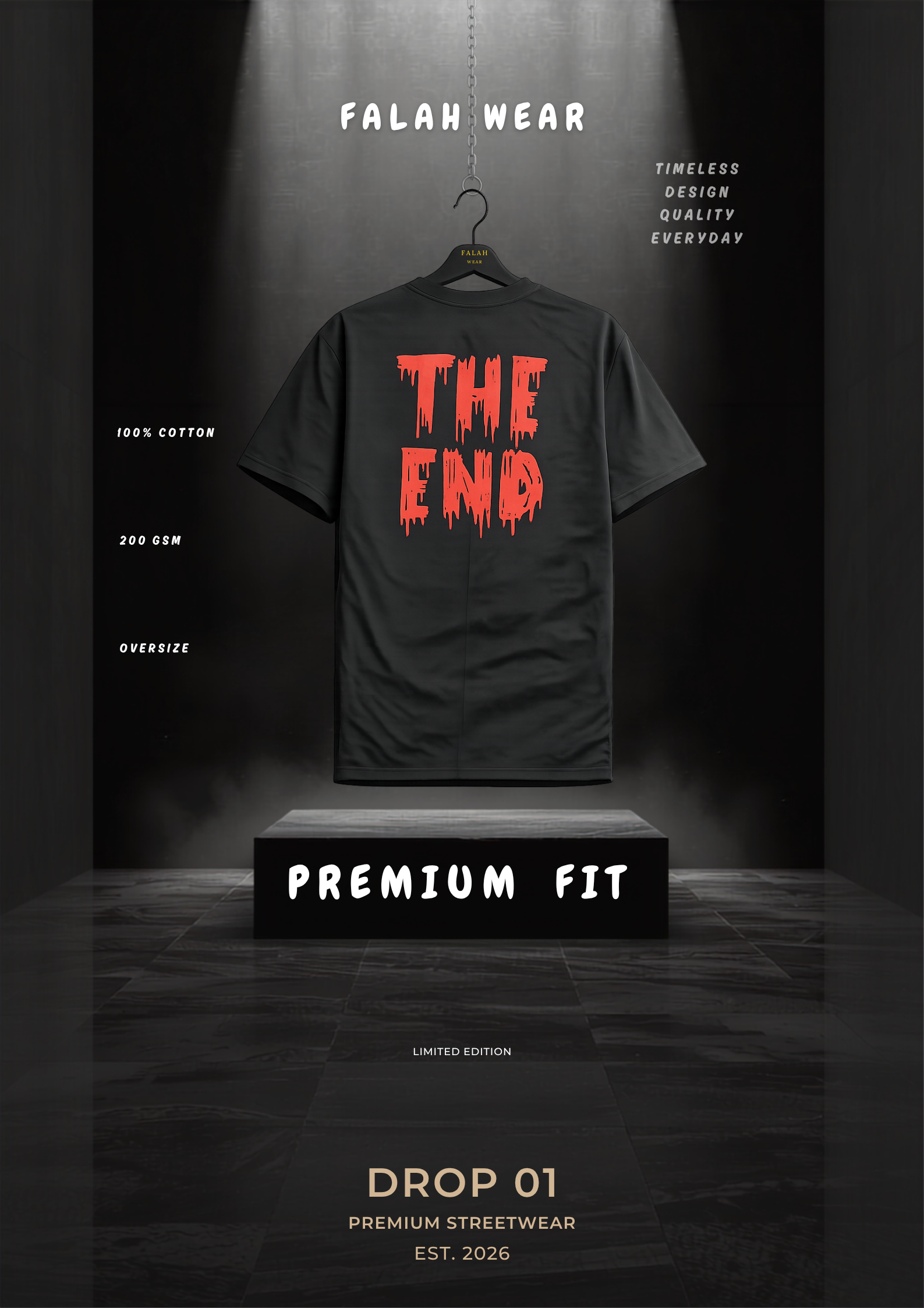 The End Oversized Drop Shoulder T-Shirt – Black