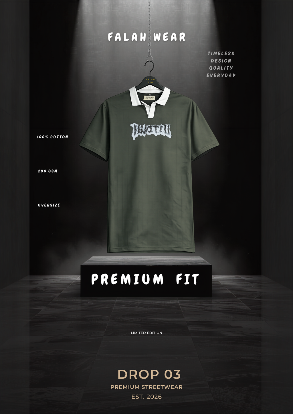 Olive Green “Broken Type” Premium Oversized T-Shirt