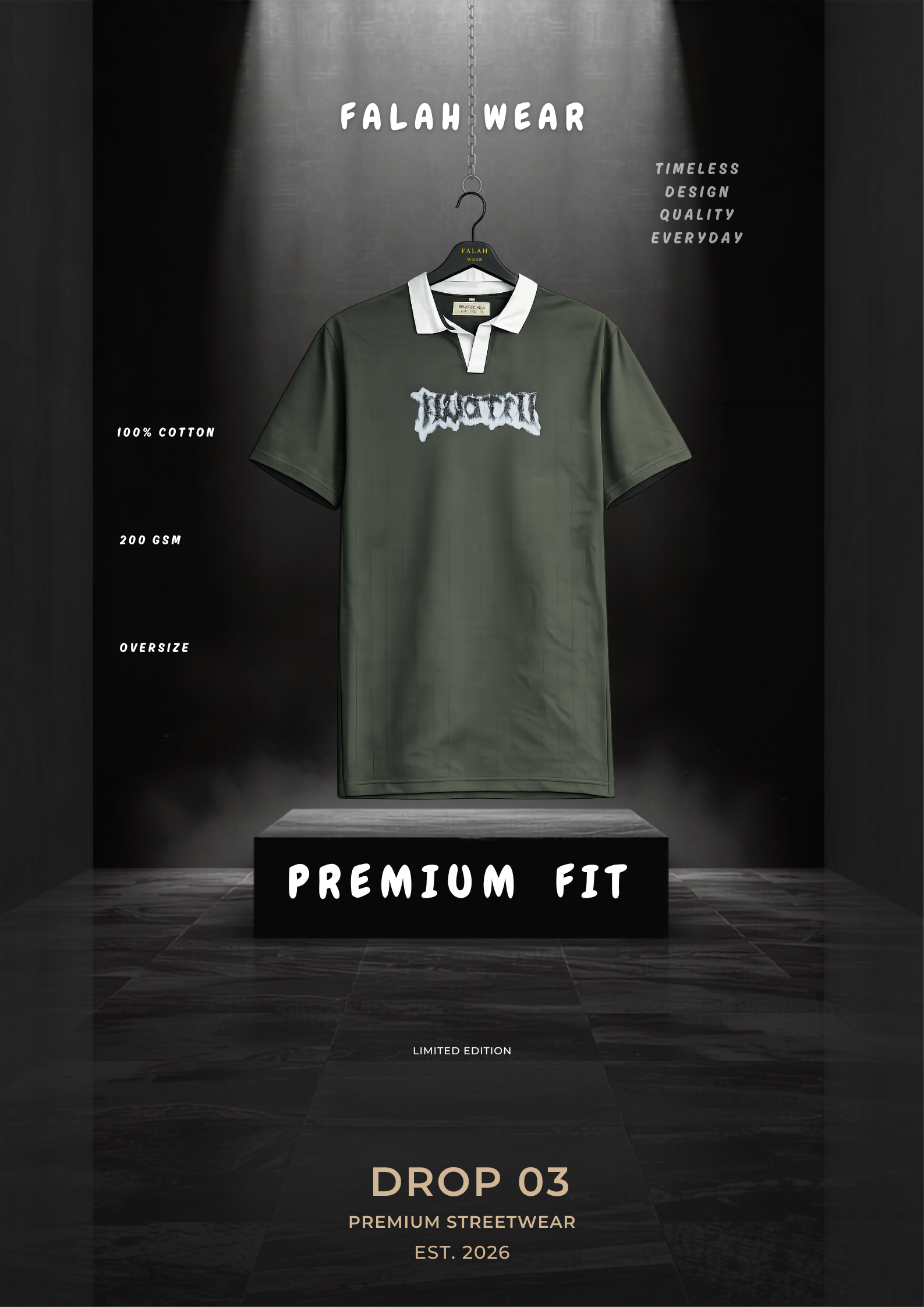 Olive Green “Broken Type” Premium Oversized T-Shirt
