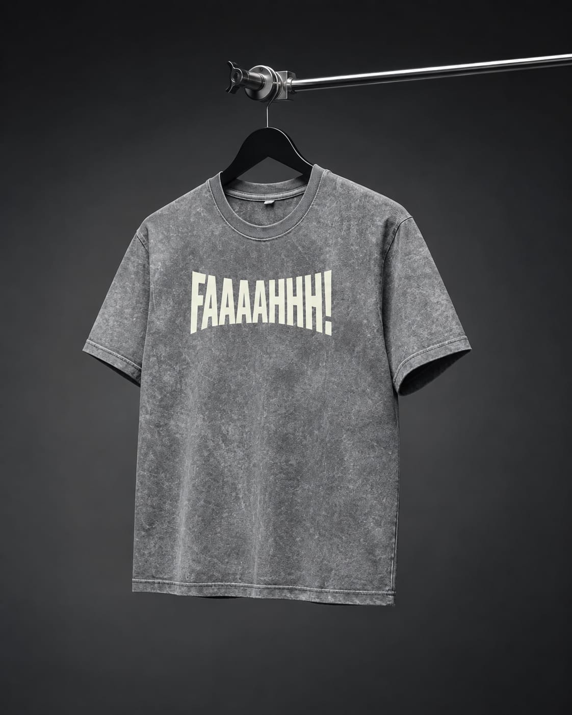 FAAAAHHH! Oversized Acid Wash Drop Shoulder T-Shirt – Charcoal Black