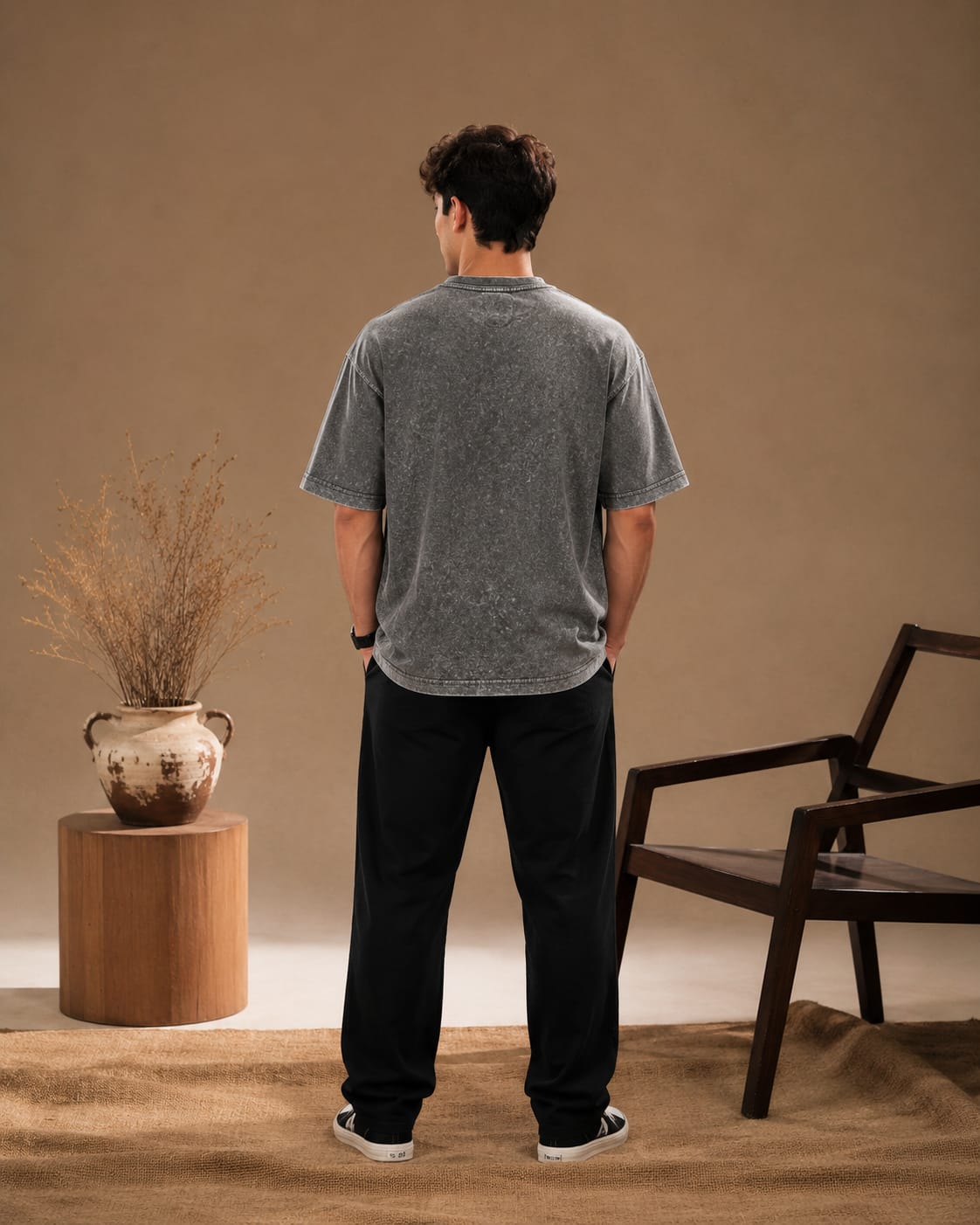 FAAAAHHH! Oversized Acid Wash Drop Shoulder T-Shirt – Charcoal Black