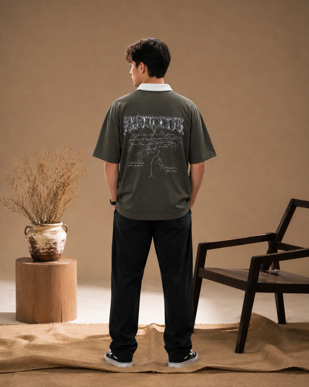 Olive Green “Broken Type” Premium Oversized T-Shirt