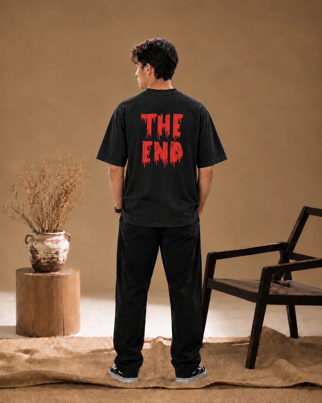 The End Oversized Drop Shoulder T-Shirt – Black