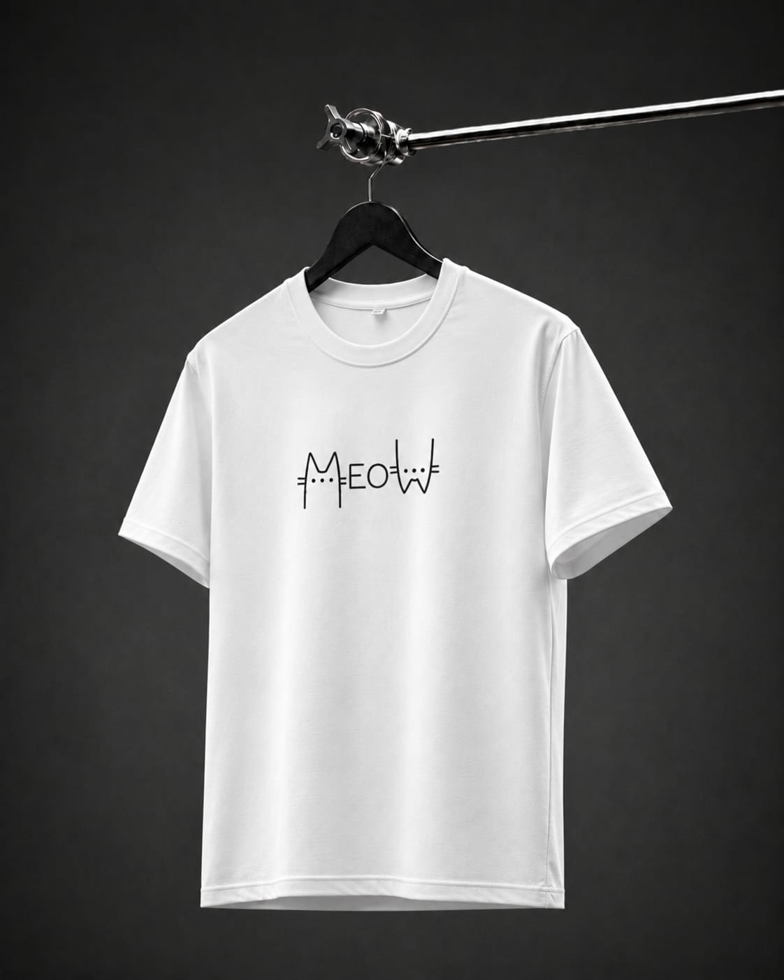Meow Minimal Oversized Drop Shoulder T-Shirt – White
