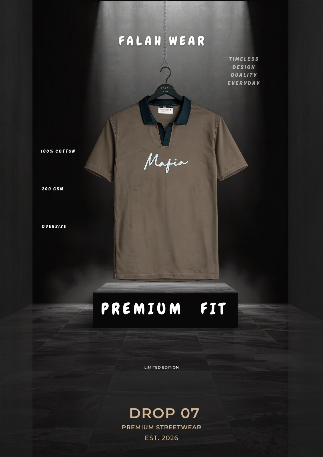 Mafia Signature Oversized Drop Shoulder T-Shirt – White